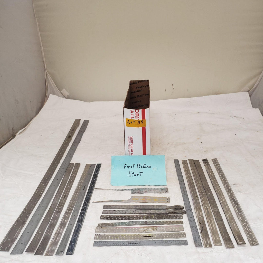 Lot of 16 Vintage Metal Measuring Tools Rulers, Calipers & More LOT-45