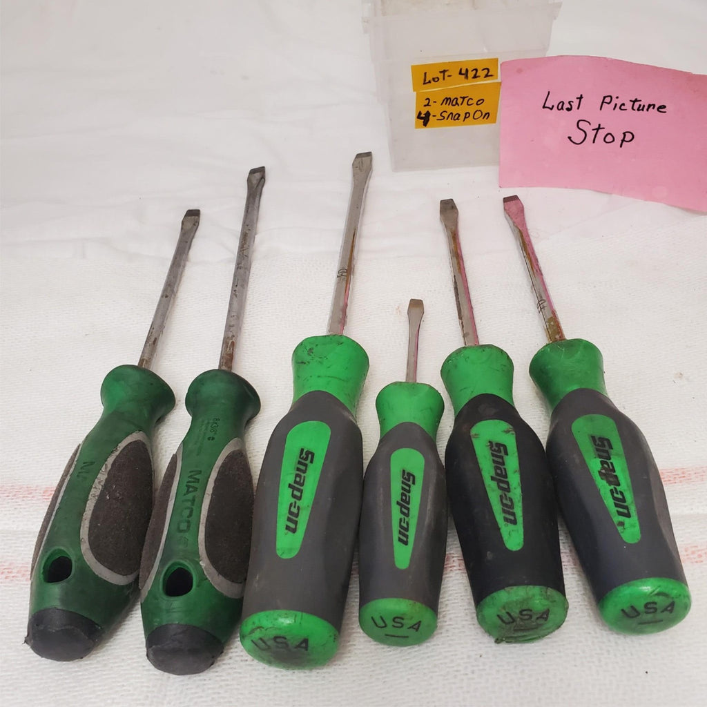 Lot of 6 Matco & Snapon Tools Green Grip Combination Screwdriver Set Lot-422