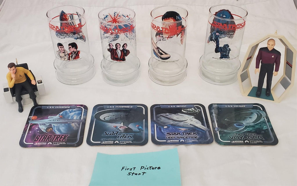 Lot of Hallmark Star Trek Ornaments , Taco Bell Glasses & Coasters Set 
