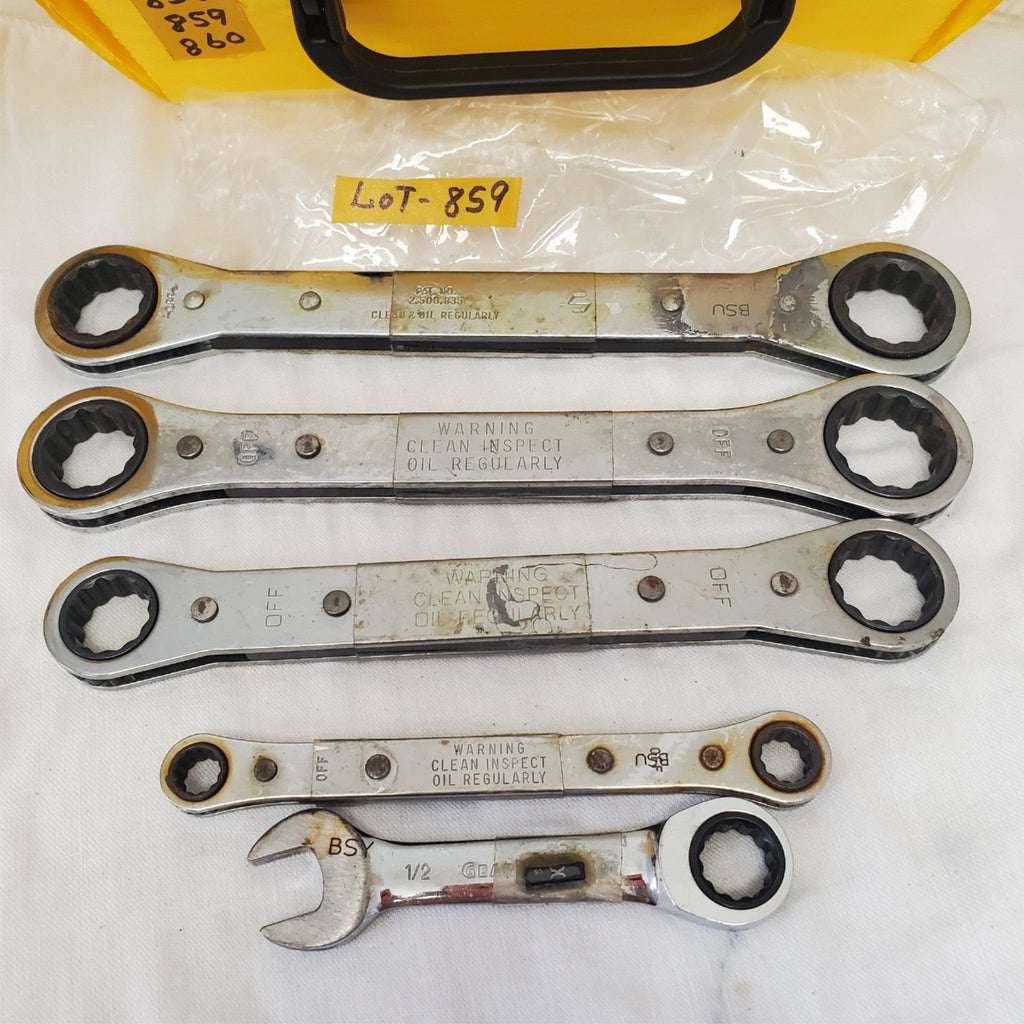 Lot of 5 Assorted Ratchet Box End Wrench Set LOT-859