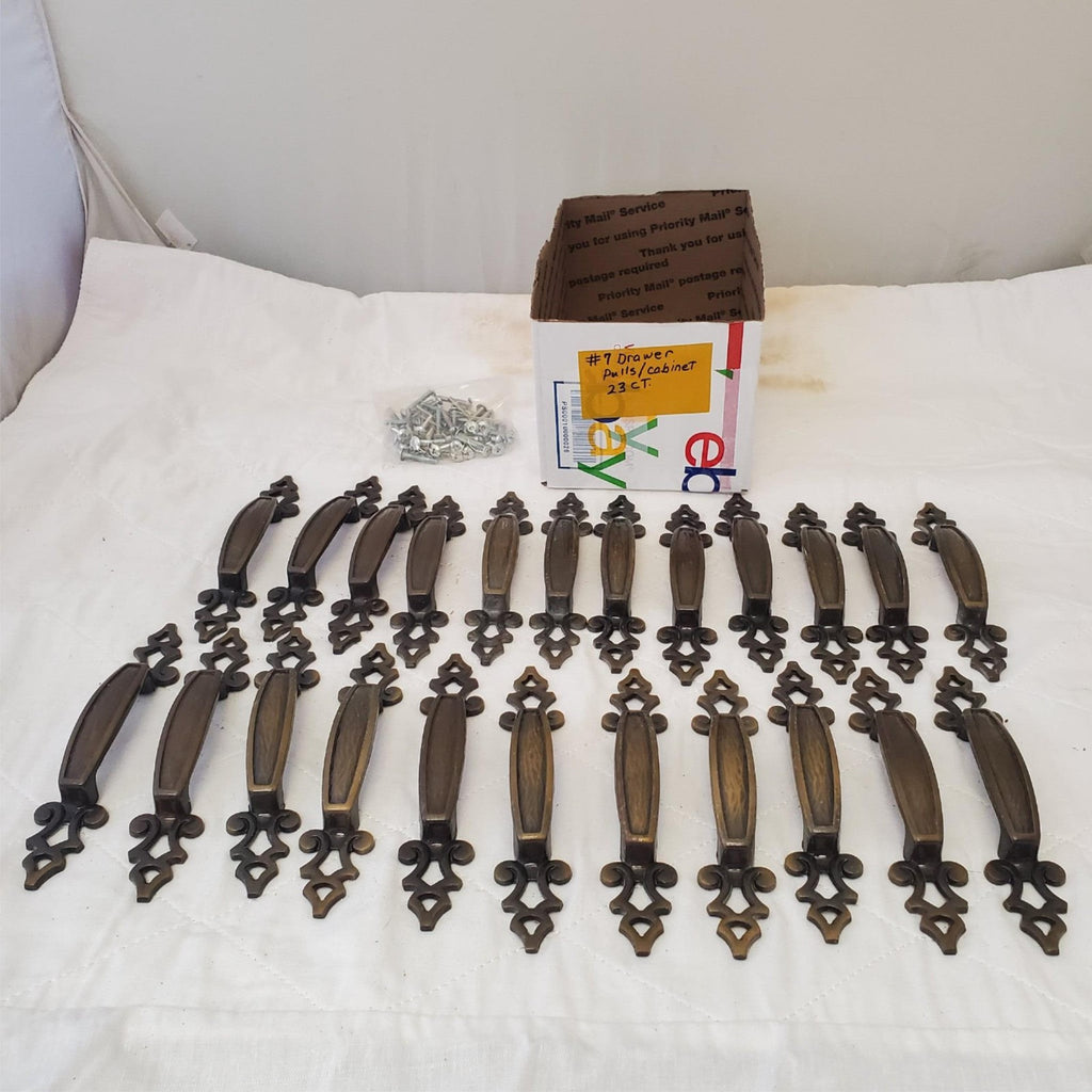 Lot of 23 Vintage Bronze Amerock Carriage Cabinet Drawer Pulls Handle #7
