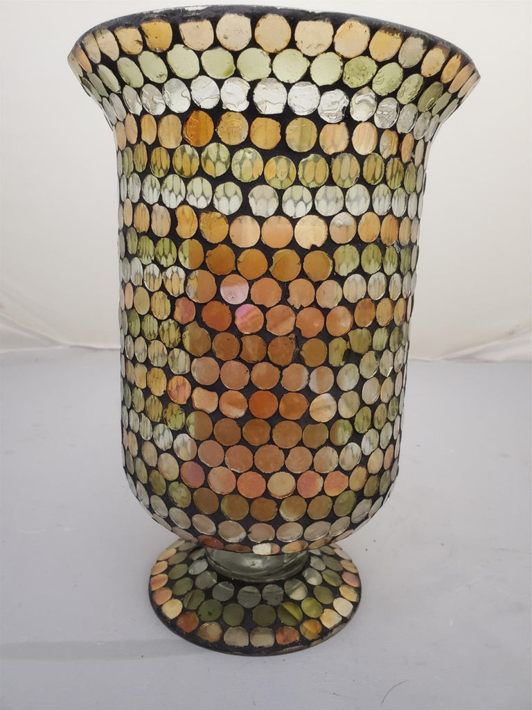 Hurricane Glass Vases Mirrored Mosaic Multicolor Candle Holder