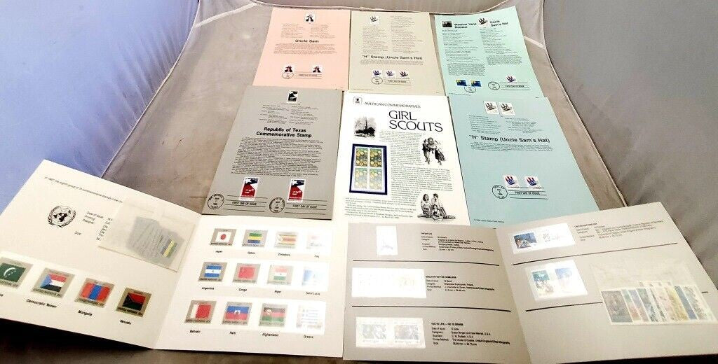 Lot Republic of Texas Commemorative Stamps GIRL SCOUTS, H Stamp Uncle Sam's Hat