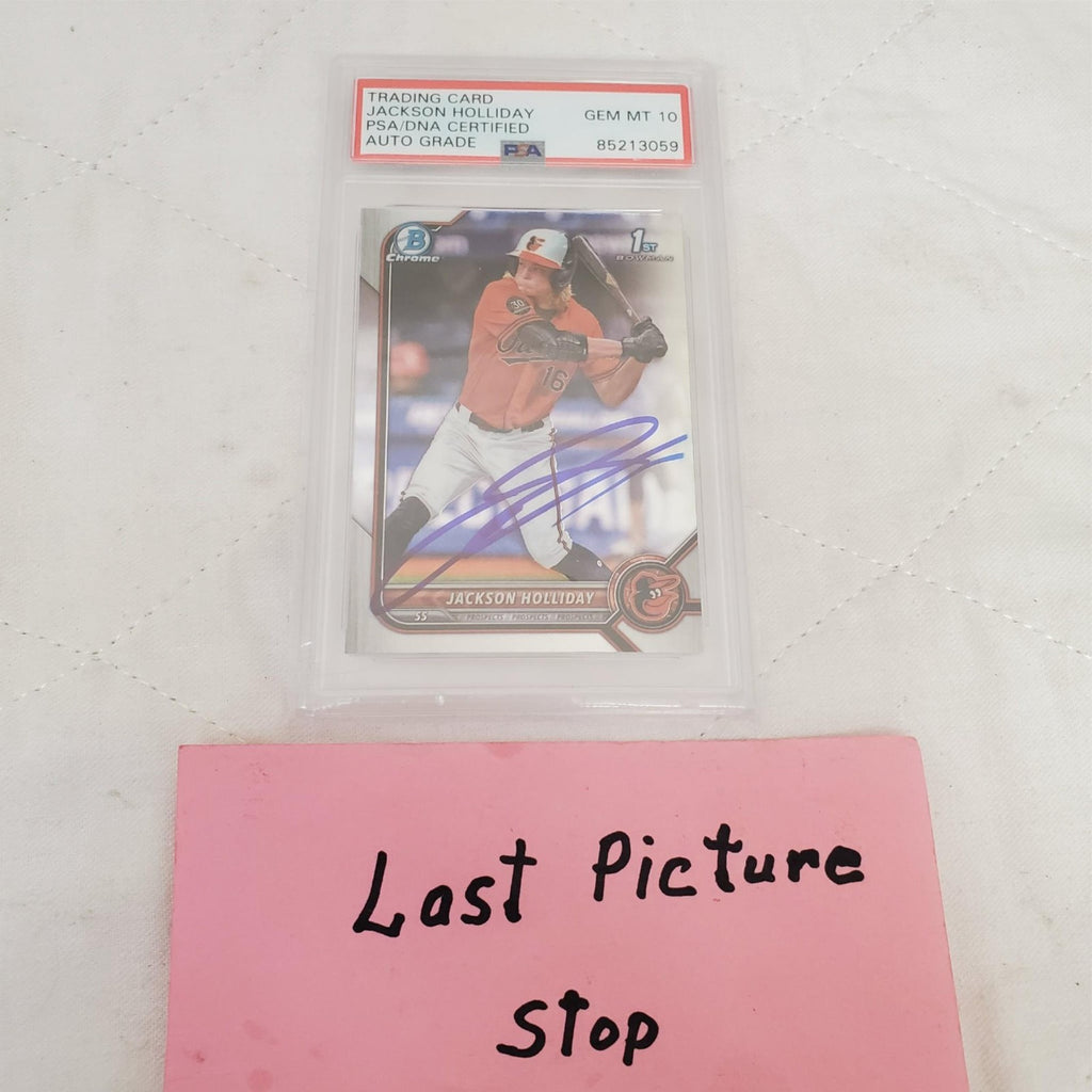 Jackson Holliday Signed 2022 Auto PSA/DNA Certified Bowman Chrome Card 10 Mint