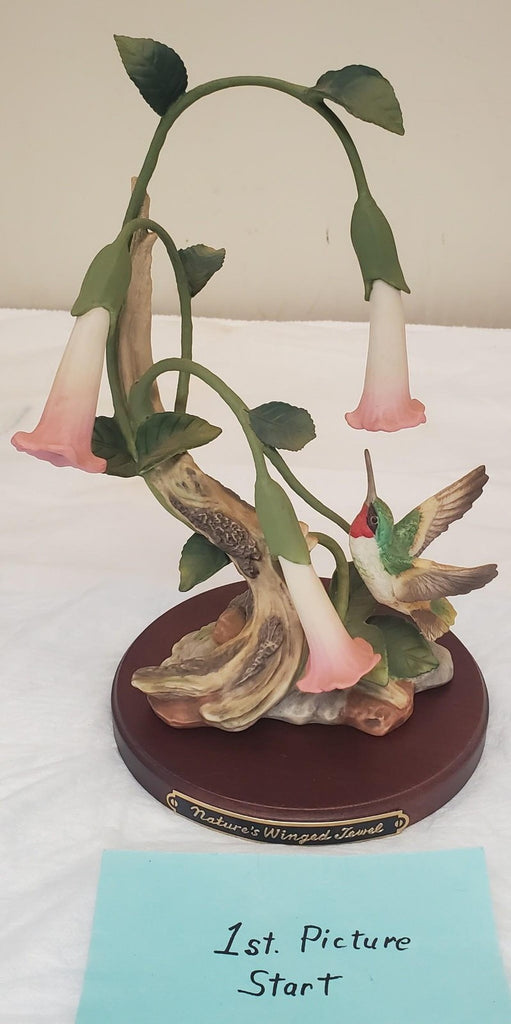 Homco 1990 Nature's Winged Jewel Porcelain Hand Painted Hummingbird & Flowers