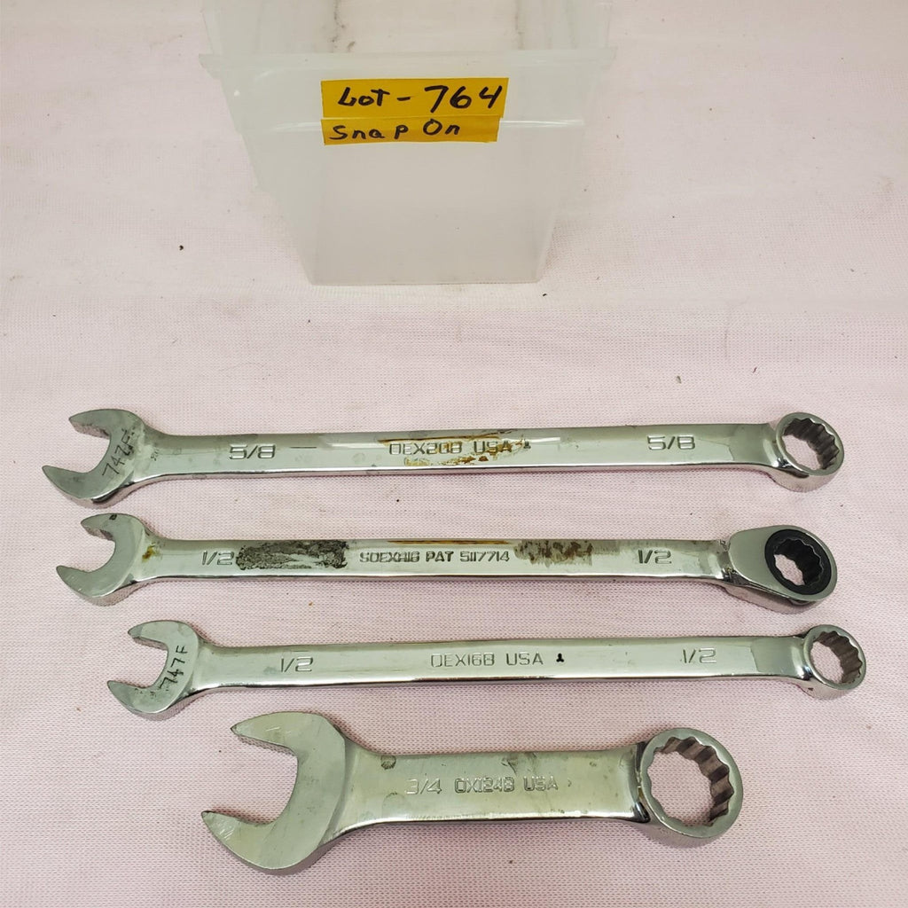 Lot of 4 Snap-on Assorted Size Combination Wrenches LOT-764