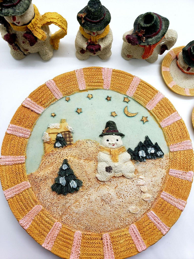 Vintage Original 8 Piece Popular Imports Snowman Christmas Mini Tea Set