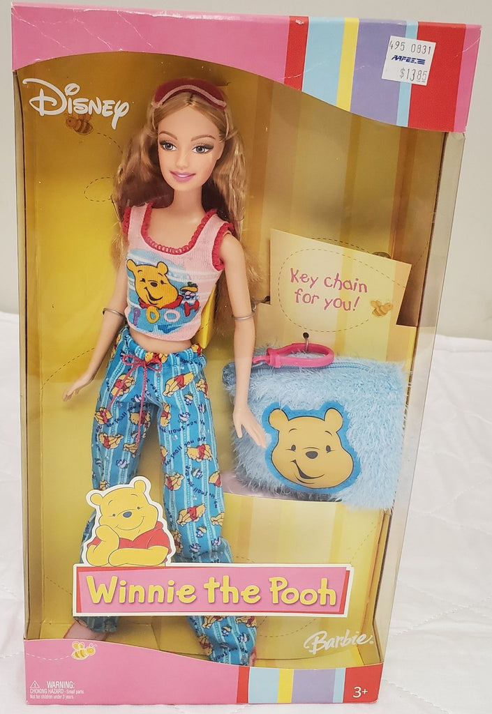 1990s Barbie Winnie the Pooh Pajama Party Doll Disney Blue PJs Keychain Gift