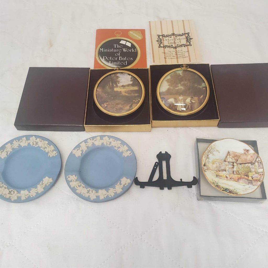 Lot of Assorted Wedgwood Queensware Plates & Miniature World of Peter Bates Post
