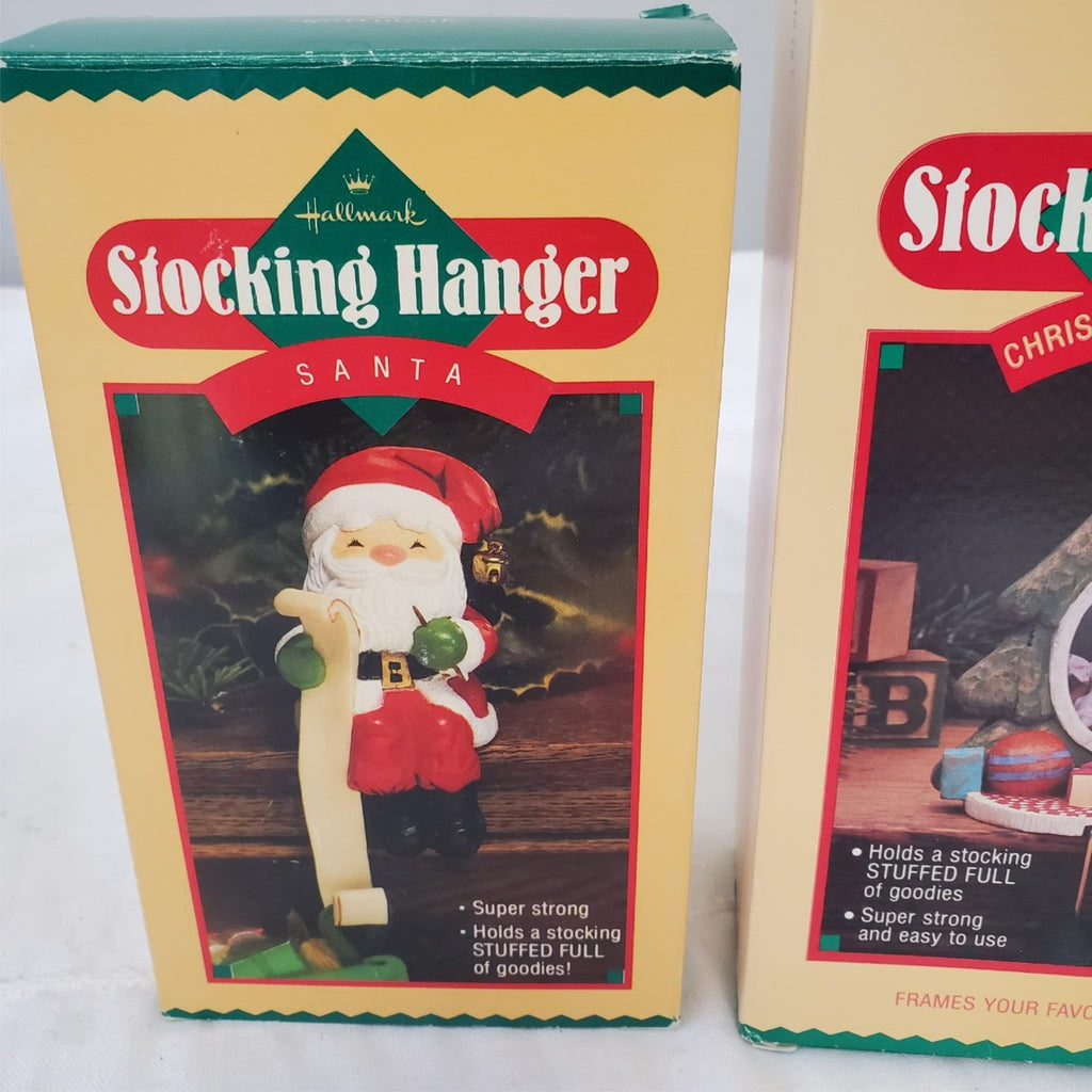 Lot of 2 Hallmark Christmas Stocking Hanger Photo Holder
