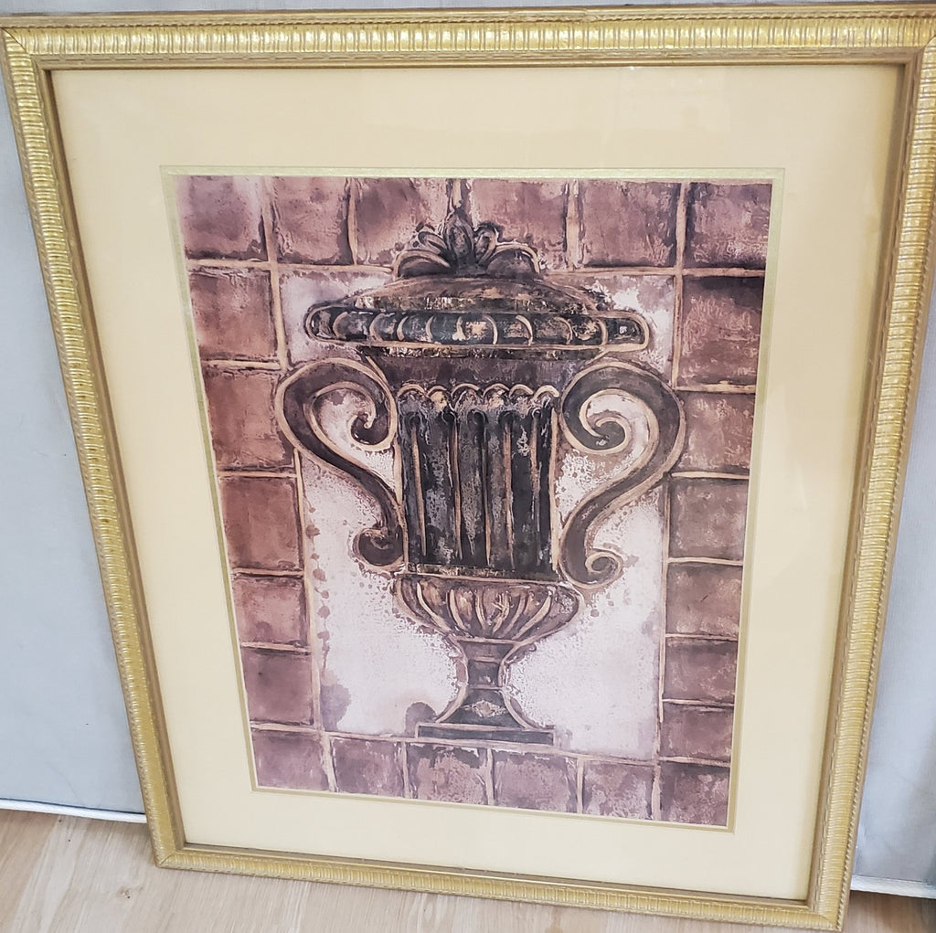 Two Tuscan Urn Vase Renaissance Art Prints Gold Gilt Framed 24 x 30