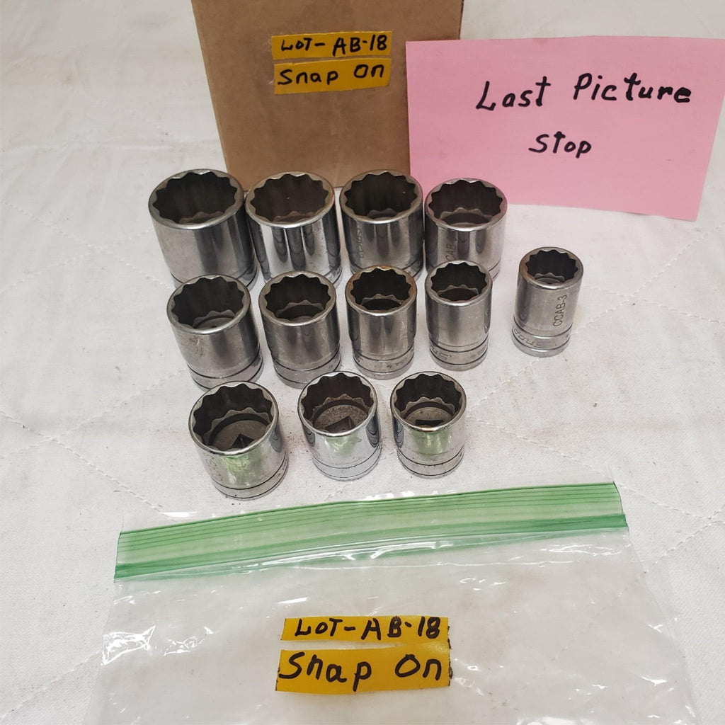 Lot of 12 Snap-on Deep Chrome Socket Mixed Set LOT-AB-18