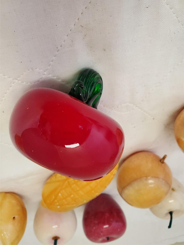 Lot of 9 Vintage Italian Alabaster Stone Marble Fruit & Veggies Art Pieces