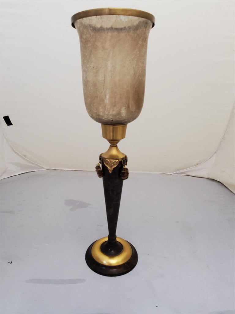 Tall Gold and Brown Antique Art Deco Table Candle Holder