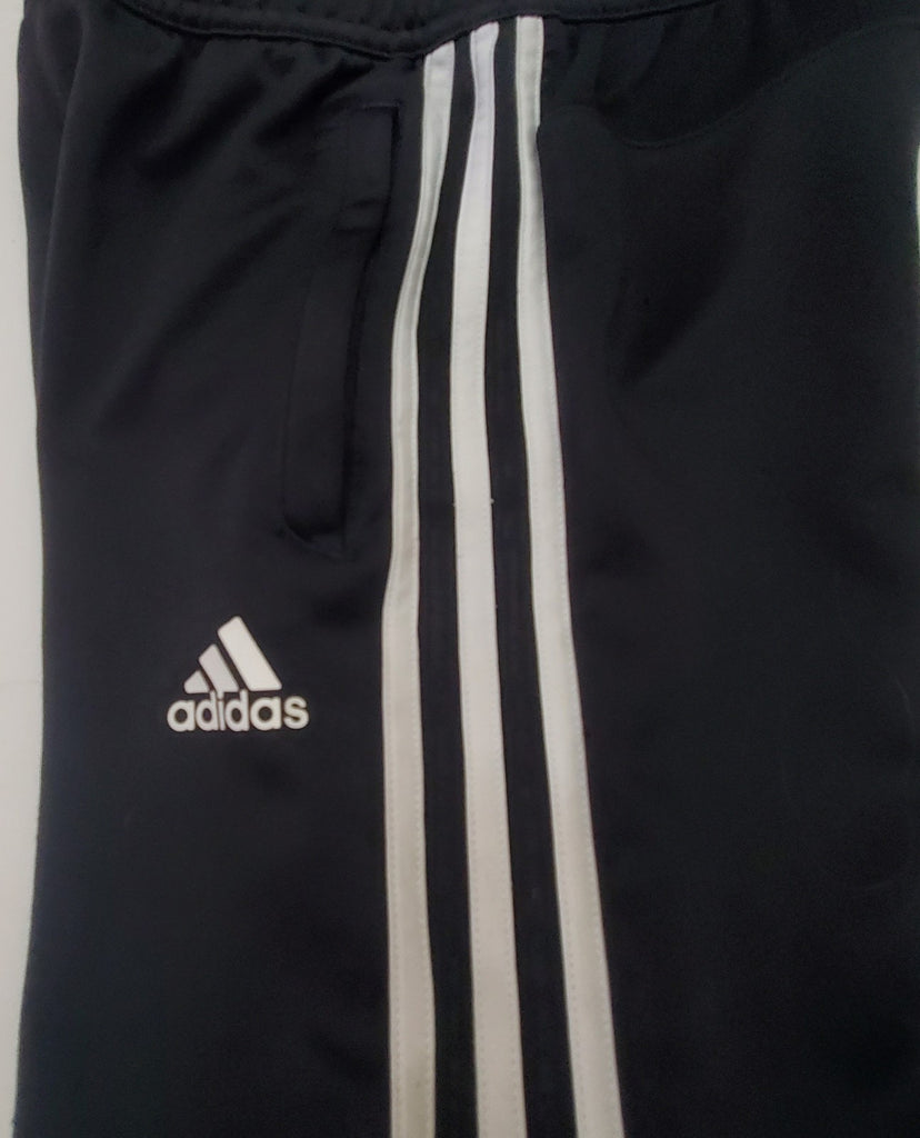 Adidas Pants Boys Medium Gray White Striped Casual Gym Workout Zipper Youth