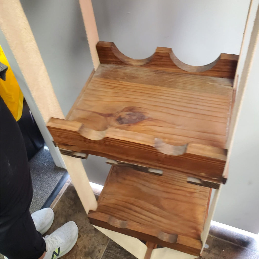 Vintage Rustic Ceiling Hanging Wine Bottle Glass Wood Rack Floating Plant Shelf