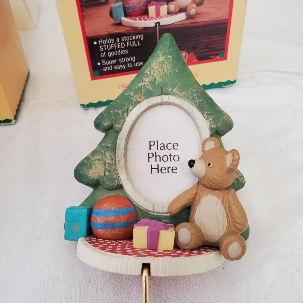 Lot of 2 Hallmark Christmas Stocking Hanger Photo Holder