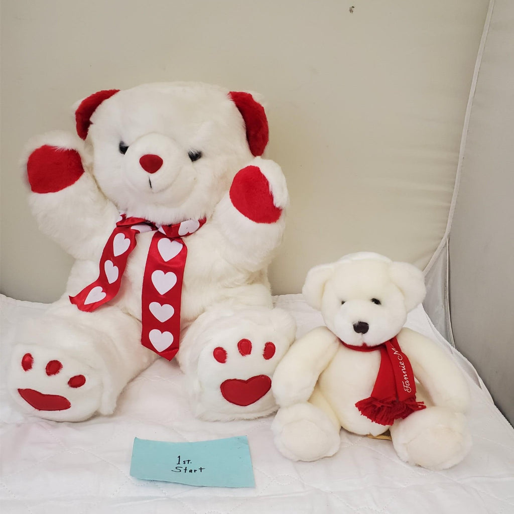 Set of 2 Vintage Plush Valentine’s Stuffed Bear Toy