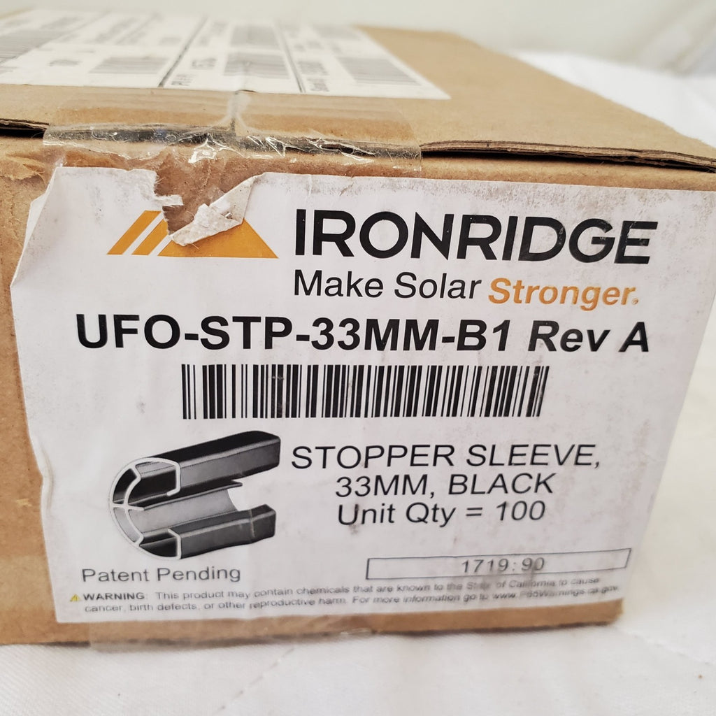 IronRidge Black Stopper Sleeves UFO-STP-33mm-B1 Rev A 100 Pieces