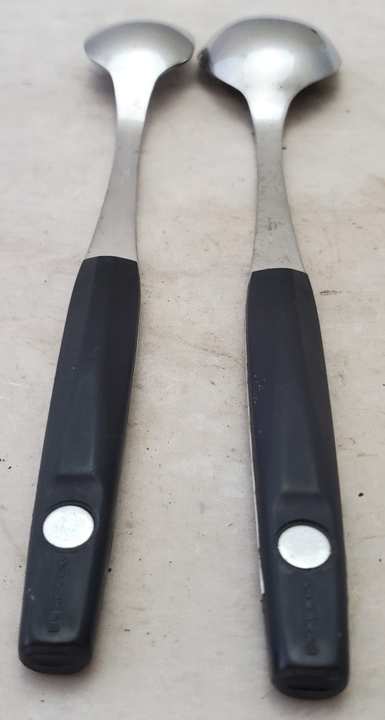 Steak Fork and Spoon Black Handle Stainless Steel Cutlery Kitchen