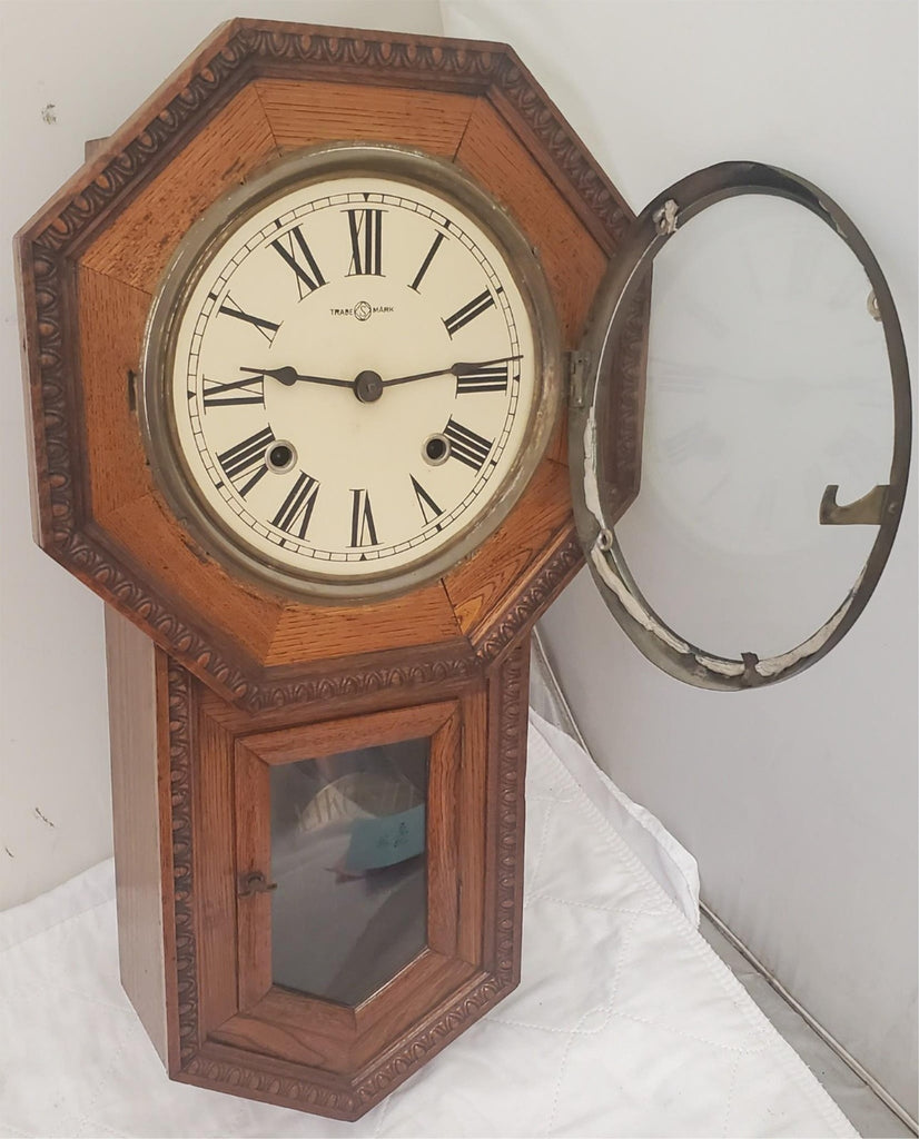 Antique Working 1920's SEIKOSHA Japan Octagon Drop School Regulator Wall Clock