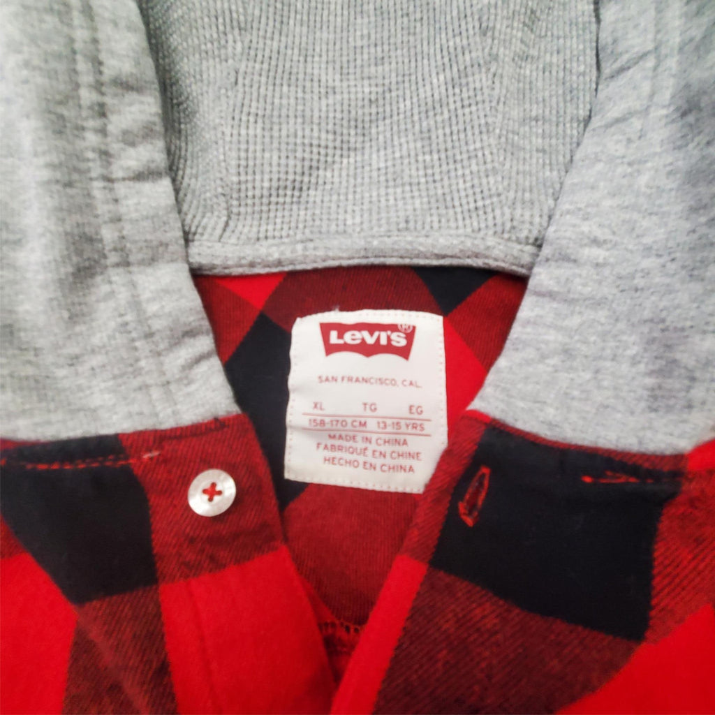 Levi's Women's Red Plaid Hoodie Long Sleeve Size XLarge