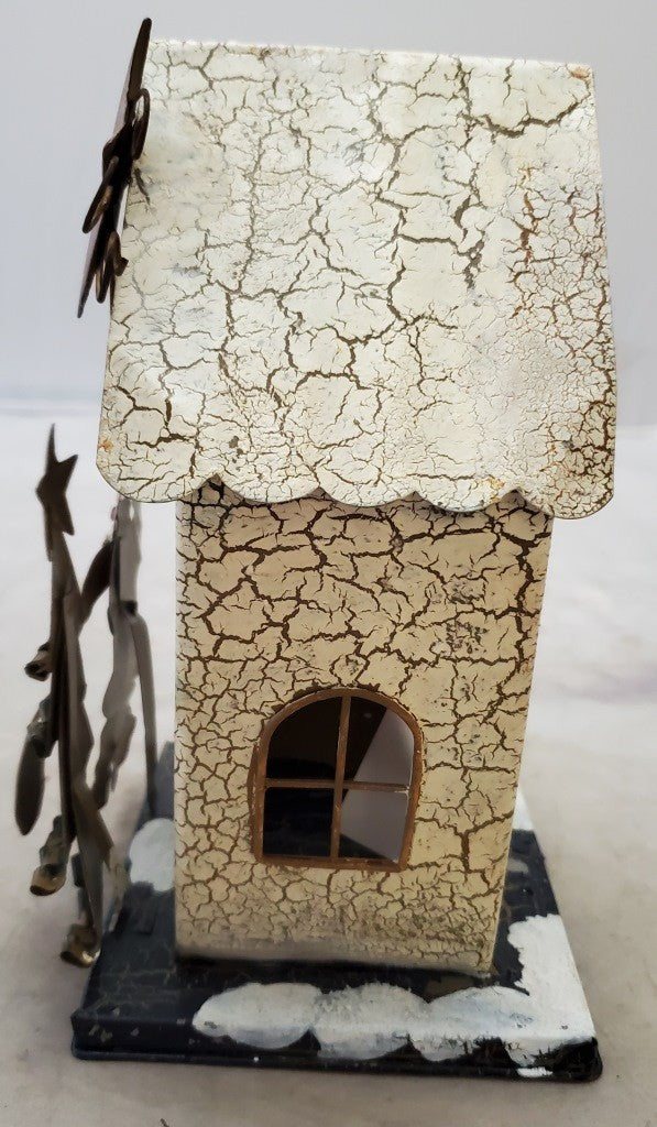 Metal Miniature Santa Claus House Adorable Candle Holder