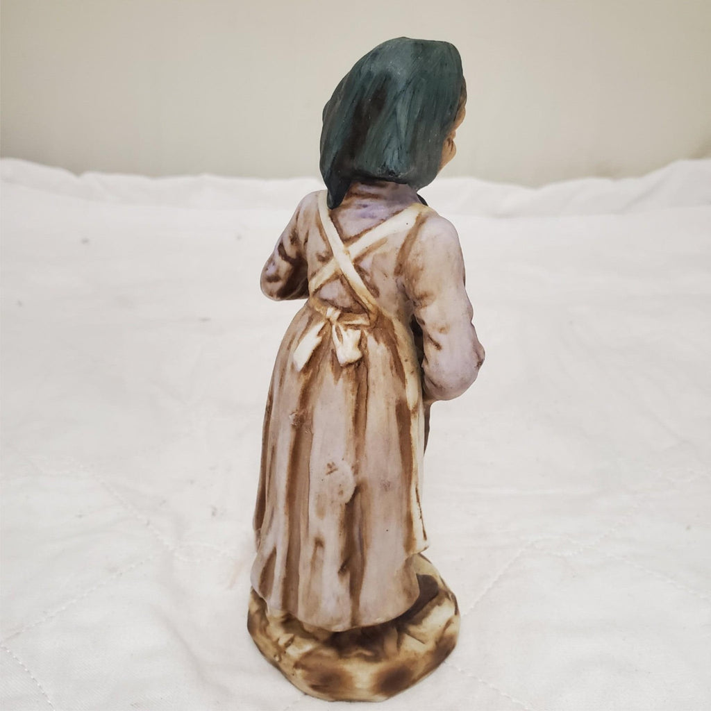 Vintage 1978 Old Lady Porcelain with Bird & Walking Stick Figurine 