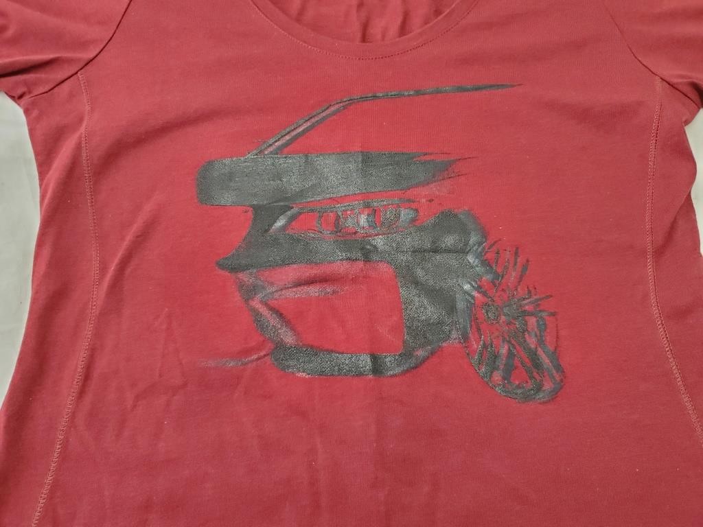 Women's BMW IIIM Stylish Red Short Sleeves Scoop Neck Size XSmall T-shirt