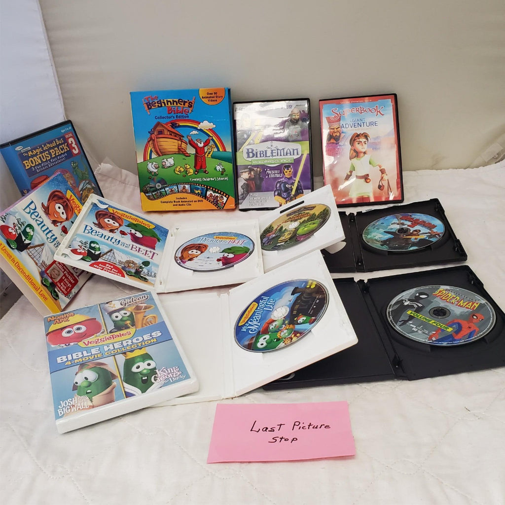 Lot of Various VeggieTales, Magic School Bus, Spiderman & other DVDs