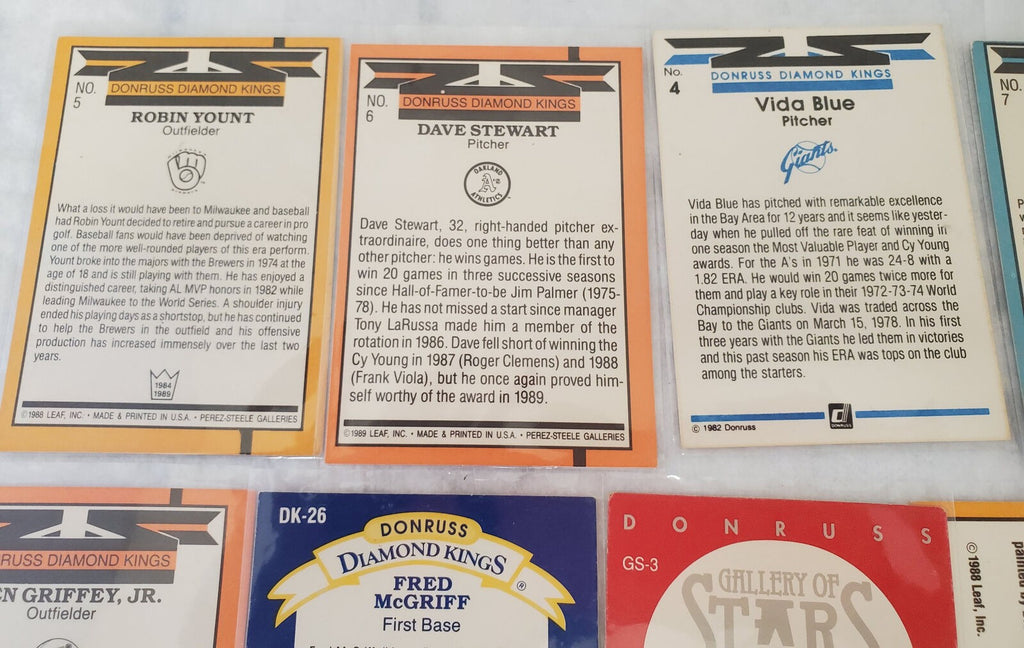 Donruss Diamond Kings Vida Blue, Fred McGriff & More Basketball Trading Cards