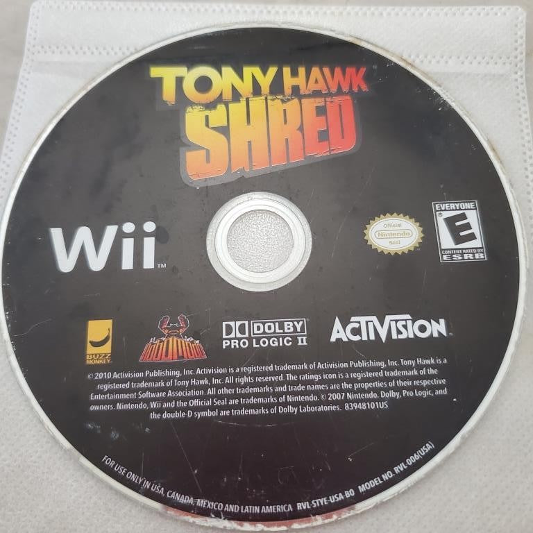 Tony Hawk: Shred Nintendo Wii Video Game Disc Only