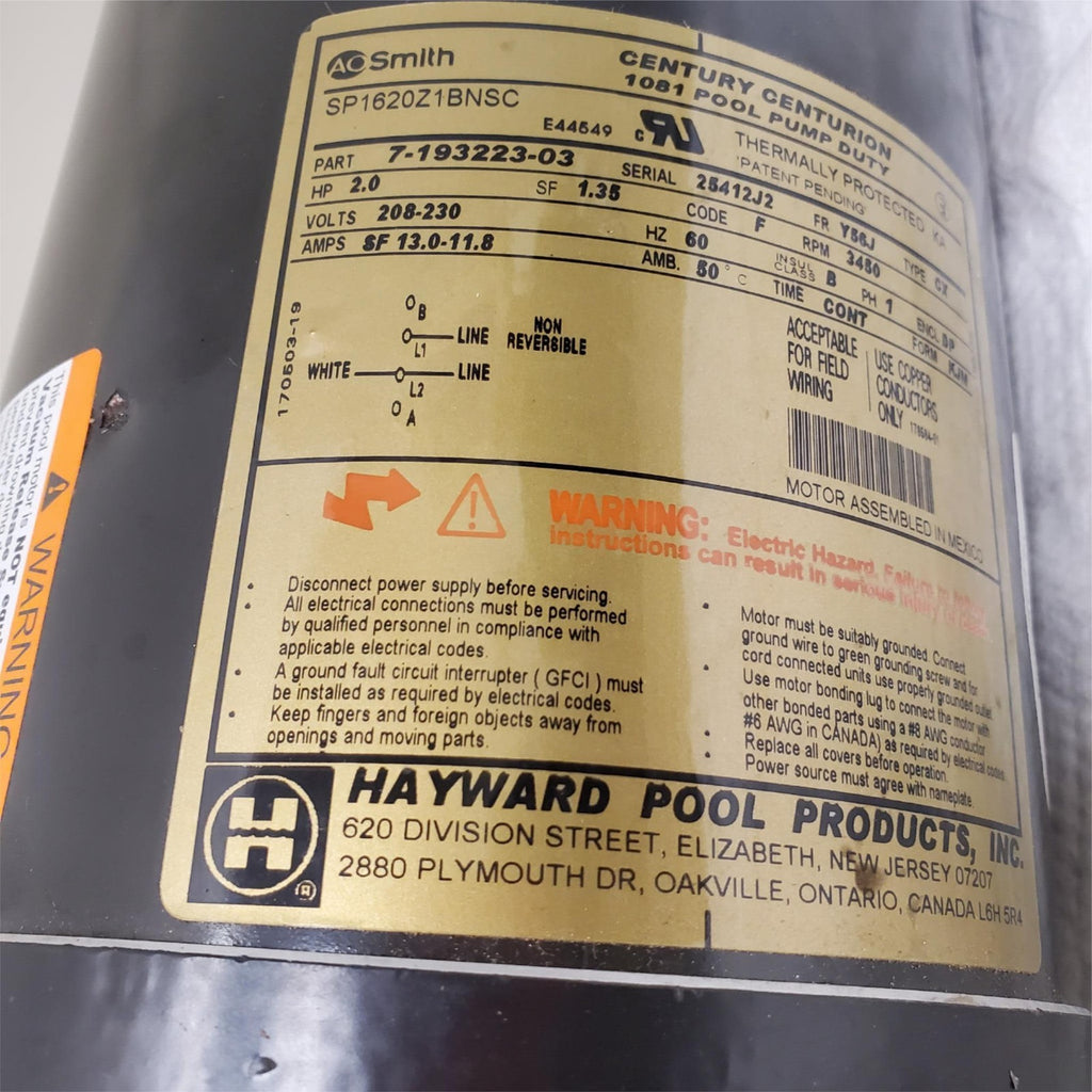 Hayward Swimming Pool Pump Motor Power SP1620Z1BNSC