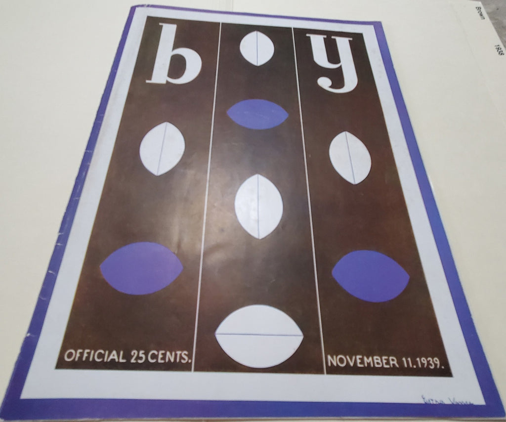 Brown vs Yale Football Game Official Program November, 11 1939