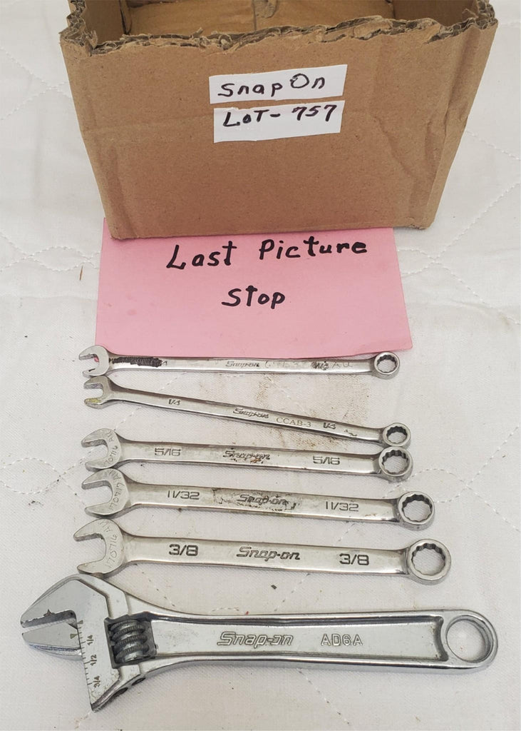 Lot Of 6 Snap On Combination Wrenches and Adjustable Spanner LOT-757