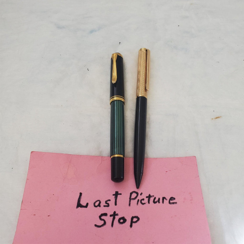 Lot of 2 Pelikan Green Stripe Pen & Vintage Ballpoint Pen