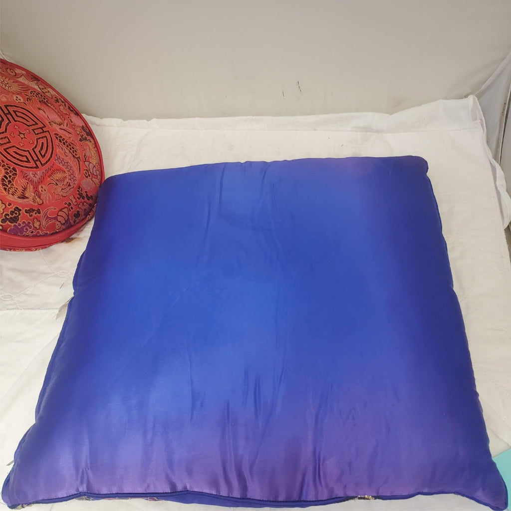 Royal Blue Embroidered Longevit Chinese Silk Pillow & Tibetan handmade Cushion 