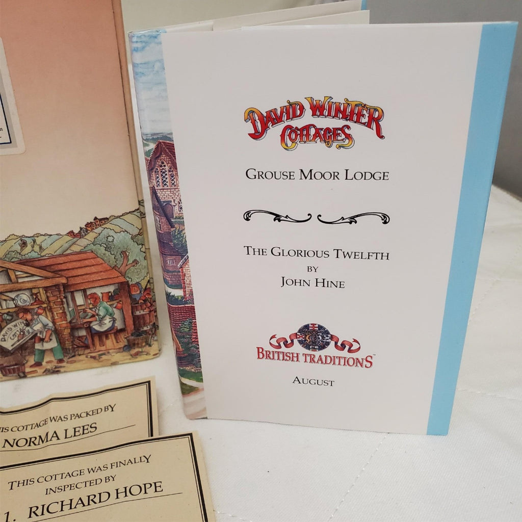 David Winter Cottages August British Traditions Grouse Moor Lodge with Book