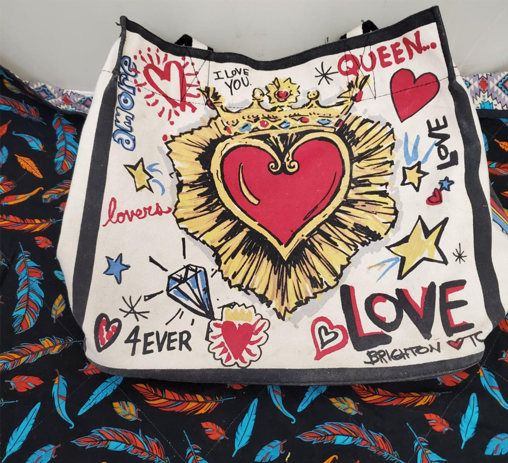 Brighton Queen of Love Canvas Tote & David Textiles Feather Pattern Fabric Quilt