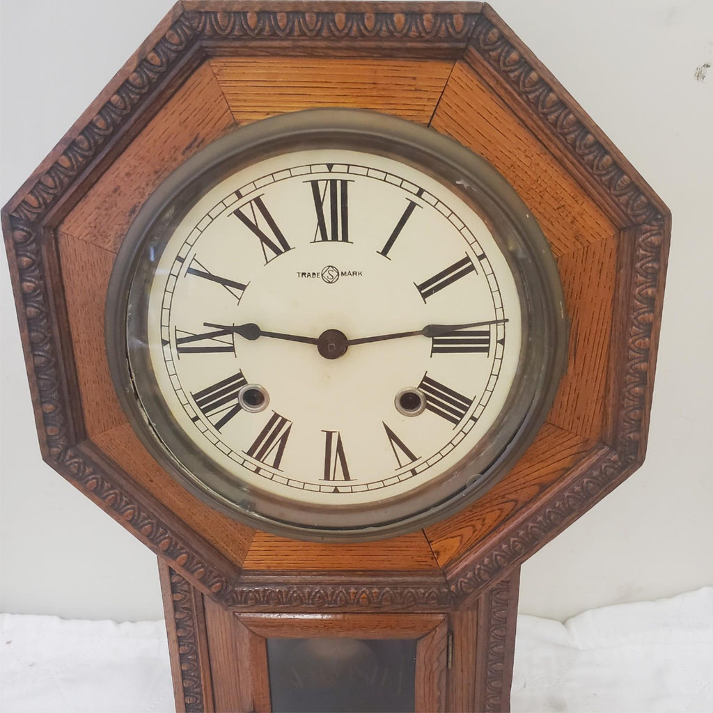 Antique Working 1920's SEIKOSHA Japan Octagon Drop School Regulator Wall Clock
