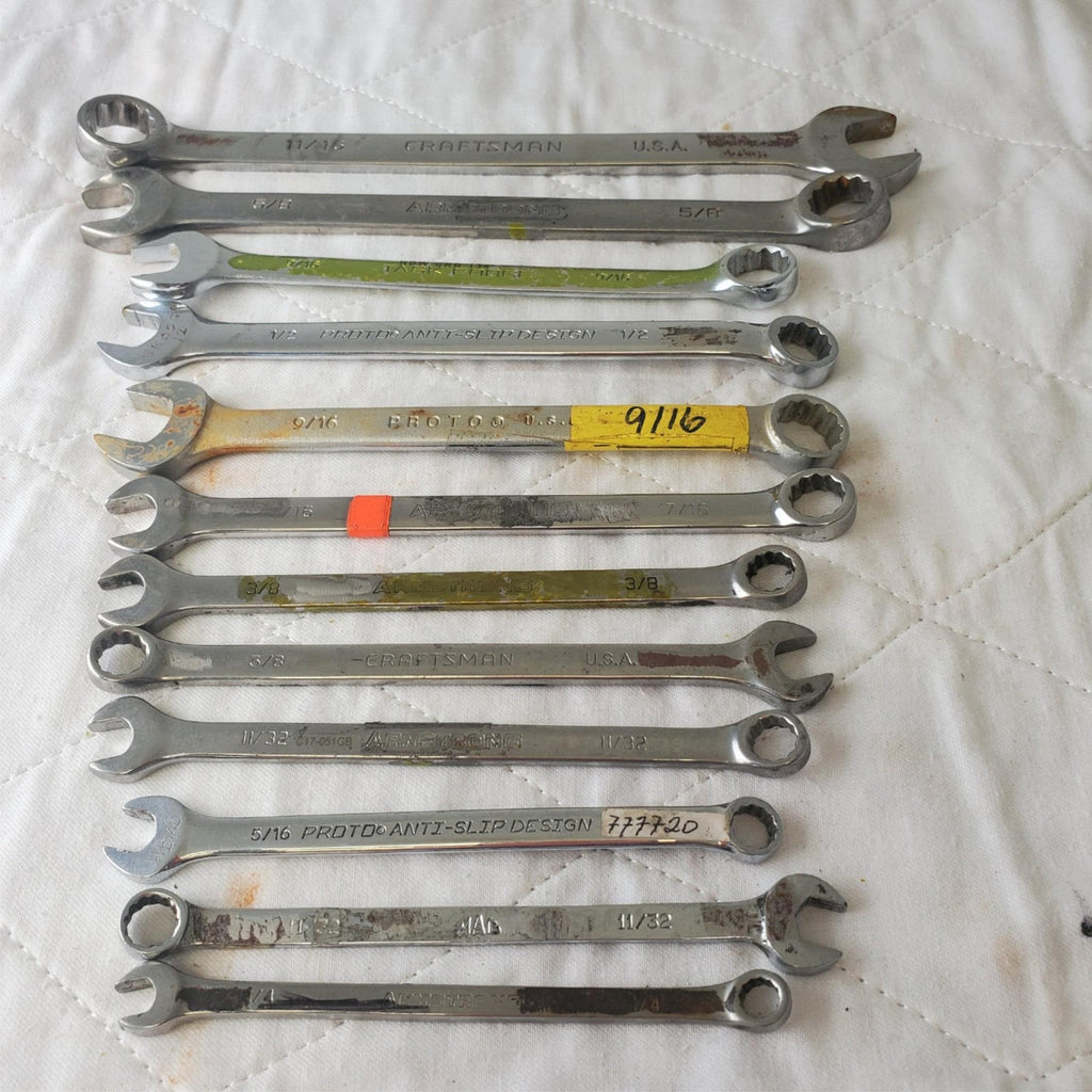 12 Pcs 12 Point SAE Combination Wrench Set - Lot 412