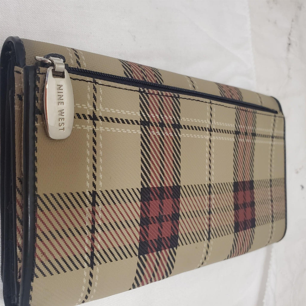 Nine West Organizer Wallet Clutch Plaid Pattern Travel Purse for Women