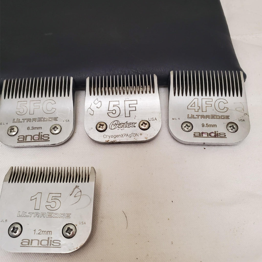 Lot of 8 Assorted Andis UltraEdge Pet Grooming Clipper Blade Set with Pouch