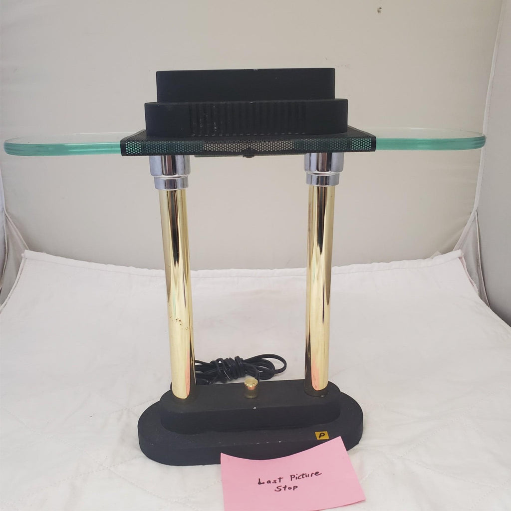 Vintage Portable Brass and Black Halogen Desk Lamp P