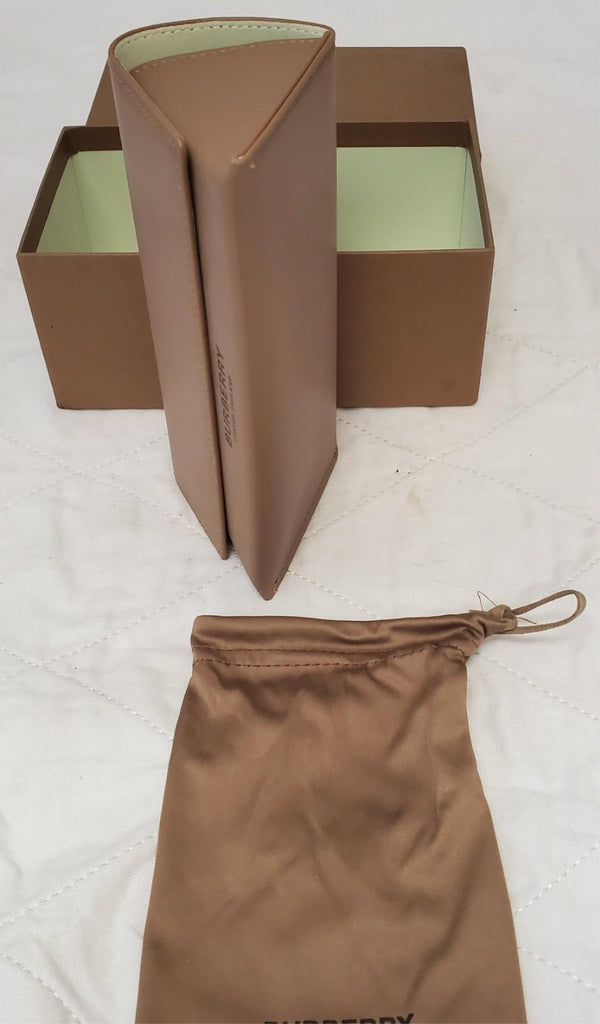 Burberry Brown Leather Sunglasses Case with Microfiber Cloth