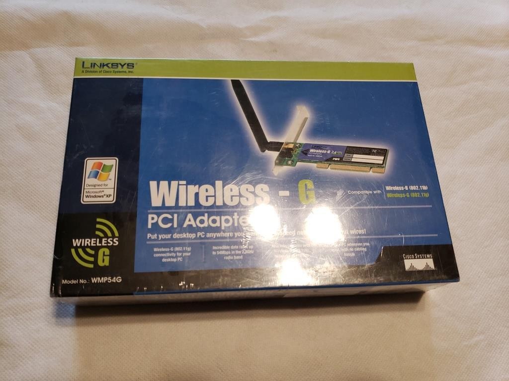 New-In-Box Linksys Wireless-G PCI Adapter 802.11g 2.4 GHz Model No WMP54G