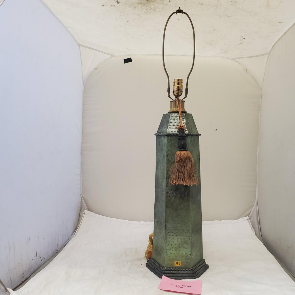Vintage Brass Octagonal Canister Table Lamp A3
