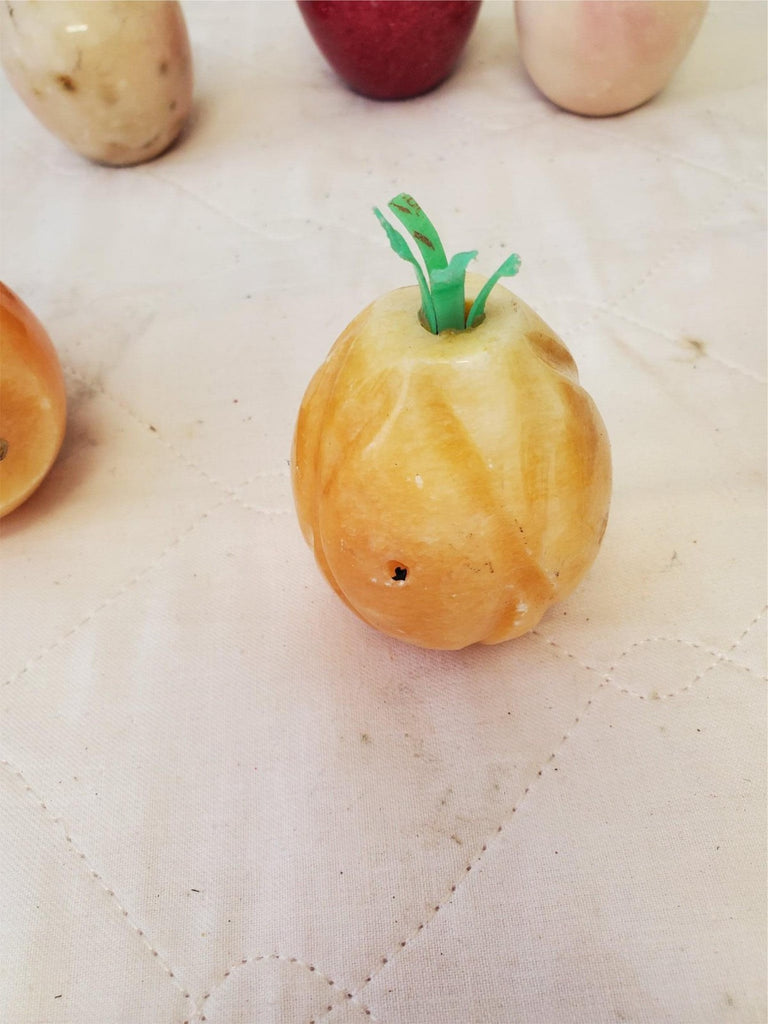 Lot of 9 Vintage Italian Alabaster Stone Marble Fruit & Veggies Art Pieces