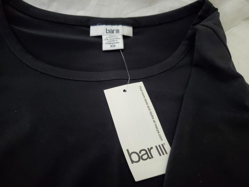 Lot X 2 Bar III Womens Long Sleeve Round Neck Black/Gray Long Wrap Dress Size XS