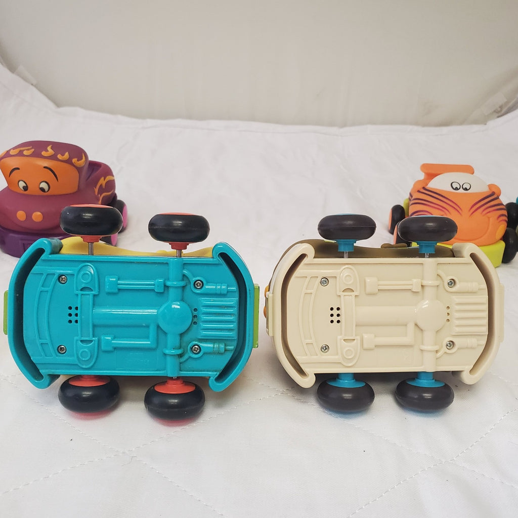 Lot of Assorted My B Toys Baby Toddler Plastic Toys Car, Taxi, And Truck